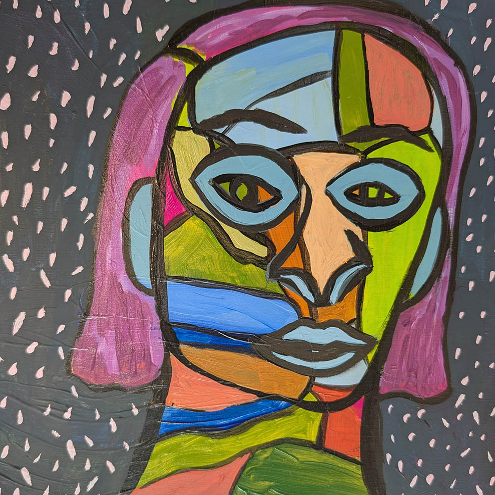 Abstract artwork of a face.